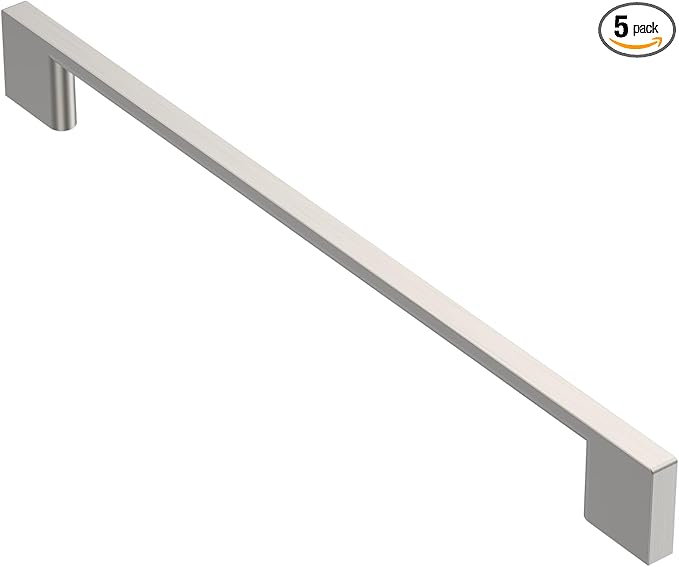 Alzassbg 5 Pack Brushed Satin Nickel Cabinet Pulls, 8-3/4 Inch(224mm) Hole Centers Rectangle Cabinet Handles Kitchen Hardware for Drawers and Cabinets AL3051SN