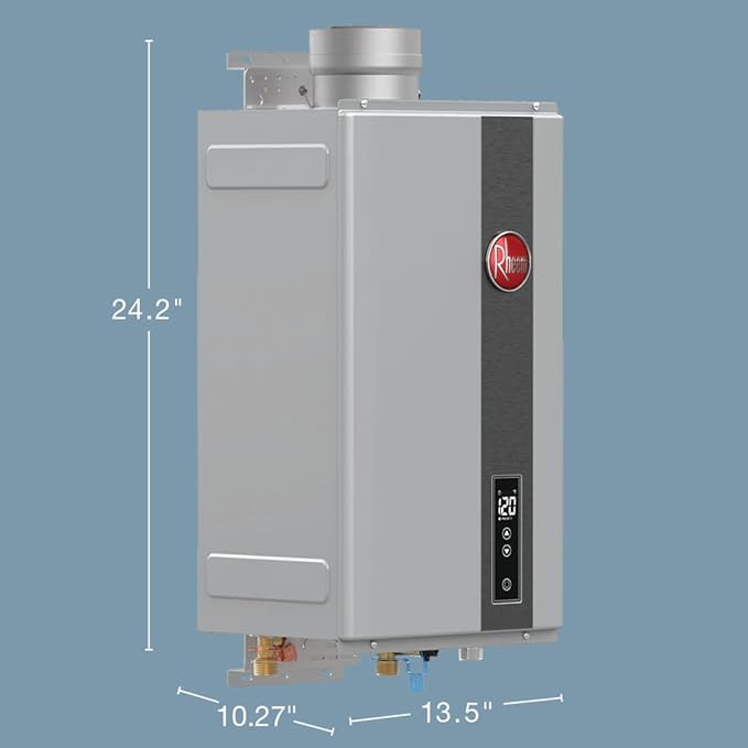 Rheem RTG-70DVLN-3 High Efficiency Non-Condensing Indoor Tankless Natural Gas Water Heater, 7.0 GPM