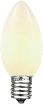 Novelty Lights 500 Case C7 Outdoor Ceramic Christmas Replacement Bulbs, White, C7/E12 Candelabra Base, 5 Watt