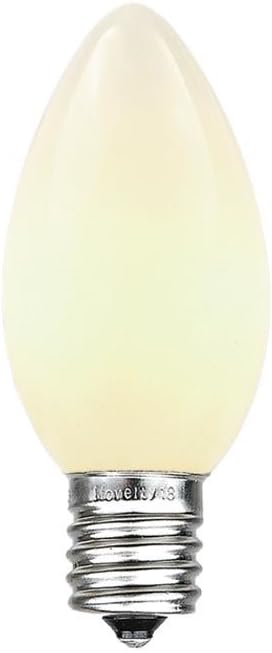 Novelty Lights Ceramic Christmas Replacement Bulbs - Outdoor Individual Bulbs for Events, Holiday Parties, Patios, and More - C7/E12 Candelabra Base, 5 Watt Lights (White, 25 Pack)