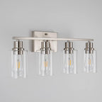 EMONG Brushed Nickel Bathroom Light Fixtures, 4-Light Vanity Lights with Clear Glass Shade, Wall Sconces for Hallway, Farmhouse, Living Room, Kitchen