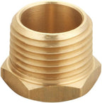Brass Hex Reducer Bushing Adapter, 1/2" NPT Male x 1/4" NPT Female, Fits Pressure Gauges & Air Distribution Systems, For Hard Line or Fixed Air Lines, Thread 0.75" OD to 0.5" ID, 5pcs