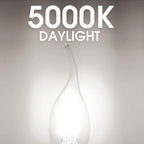 Energetic 24 Pack Dimmable Candelabra Led Light Bulb, CA10 Shape,Flame Tip Style, 60 Watt Equivalent, 500LM 5000K Daylight, E12 Base, LED Candelabra Bulb,CRI 90+, UL Listed, for Decoration