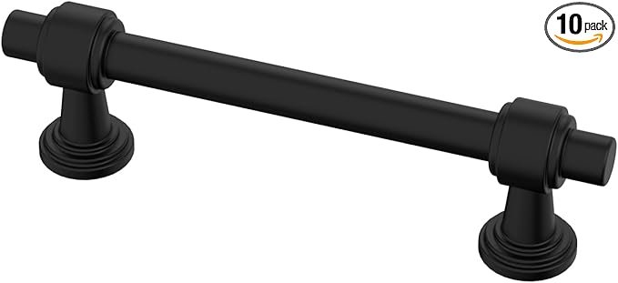 Alzassbg 10 Pack Matt Black Cabinet Pulls, 3-3/4 Inch(96mm) Hole Centers Cabinet Handles Kitchen Hardware Straight Bar for Cabinets and Drawer AL3505MB