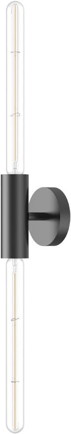 FLSNT Matte Black 2-Light Wall Sconce with Clear T30 Edison LED Bulbs, Dimmable E26 Standing Lamp, 2700K Soft White, 90 CRI, 350LM, Aluminum Alloy Wall Lamp for Living Room, Bedroom, Office