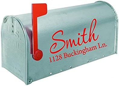 Mailbox Decals Personalized Address and Street Name Outdoor Stickers VWAQ-CMB1 (19 Inch X 9 Inch, Red)