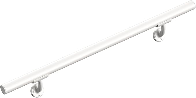 Meranti Aluminum Handrail for Indoor or Outdoor Steps and Stairs – Hand Rails for Elderly – DIY Complete Stair Railing Kit (AHR, Glossy White, 3' Length)