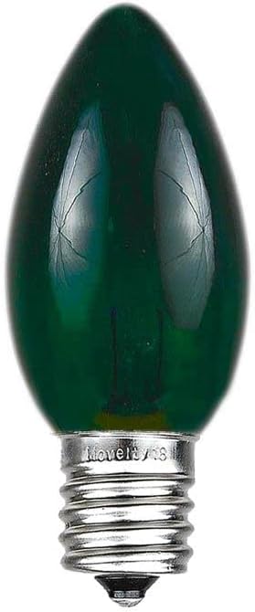 Novelty Lights 500 Case C7 Outdoor Christmas Replacement Bulbs, Green, C7/E12 Candelabra Base, 5 Watt, 500 Bulbs