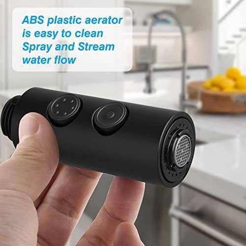 Hibbent Pull Out Sink Sprayer, 2 Function Kitchen Faucet Head, Bathroom Pull Down Spray Head with G1/2 or 13/16 Inch Male Connector, Matte Black