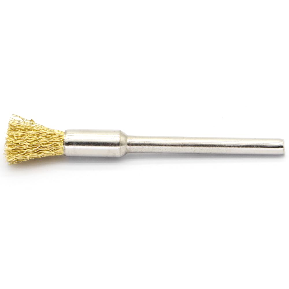 20PCS Brass Wire Brushes - Metal Rust Removal, Cleaning, and Polishing - 5mm Diameter, 1/8″ (3mm) Shaft - Removes Burrs, Dust, and Oxide Layer - Handles Rough Surfaces - Rotary Tool Accessories