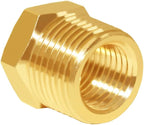 Hooshing 6PCS Brass Reducing Hex Bushing 3/8" NPT Male x 1/4" NPT Female Thread Reducer Pipe Fitting Adapter