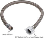 EZ-Fluid 12“ Toilet Water Supply Line Connector, Braided Stainless Steel - 3/8“ Female Compression Thread x 7/8” Female Ballcock Thread 12-Inch Toilet Water Connectors Hose (1-PACK)