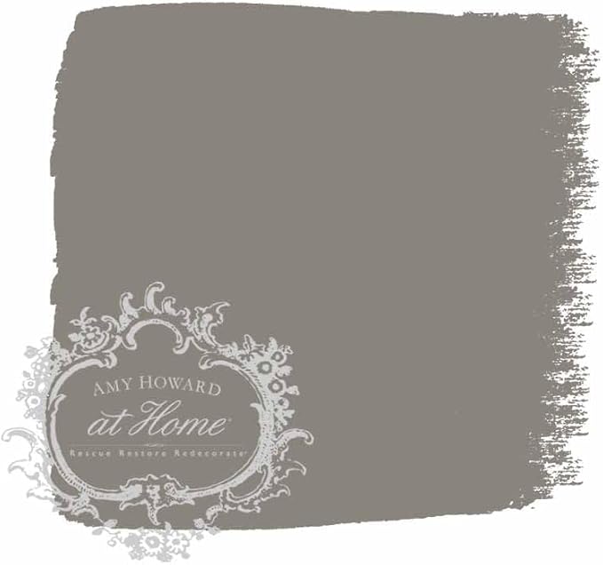 AMY HOWARD AT HOME Chalk-Based One Step Paint for Furniture, Cabinetry, Decor, Finish, and More | No Stripping, Sanding, or Priming | Dark Base | 32 Ounce | Amour Gray