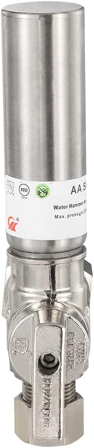 EFIELD 1/4 Turn Stop Angle Valve, 1/2" Nominal (5/8" OD) Compression x 3/8" OD With Stainless Steel Water Hammer Arrestor Chrome Plated Brass,(ARSTRVLV001)