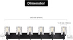 BONLICHT Transitional Bath Vanity Light Fixture 6 Light Black Wall Sconce Bathroom Lighting with Clear Hammered Glass, Industrial Farmhouse Metal Wall Mount Light for Kitchen Living Room Dining Room