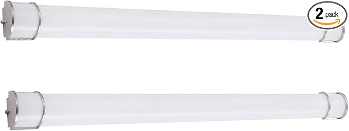 ASD LED 48" Vanity Flush Mount Light Fixture, Linear Bathroom Lighting Bar | 3CCT, Dimmable, Energy Star, ETL Listed | 35W 3200LM 3000-5000K 120V | Long Bath Wall Sconce Over Mirror | Nickel, 2 Pack