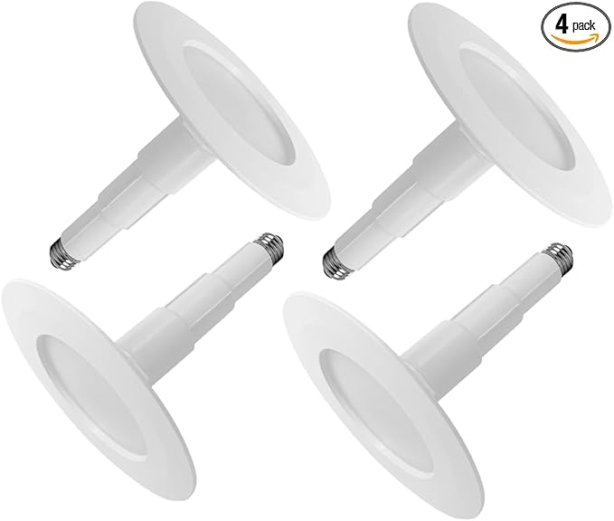 Jolux 4-Pack 5/6" LED Can Lights Retrofit Recessed Lighting,12W=60W,5000K Daylight,800 Lumens,Dimmable Adjustable Retrofit Downlight,ETL,Damp Rated,Simple Installation Can Lights,Bevel Trim