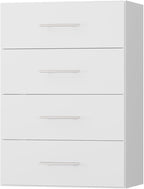 ROOMTEC 25.5" 4 Drawer Short Tower Closet Unit, Modular Closet System with Drawers and Shelf, Wardrobe Organizer for Bedroom or Walk-in Closet, Wall Mounted, Customizable Clothes Storage Unit, White