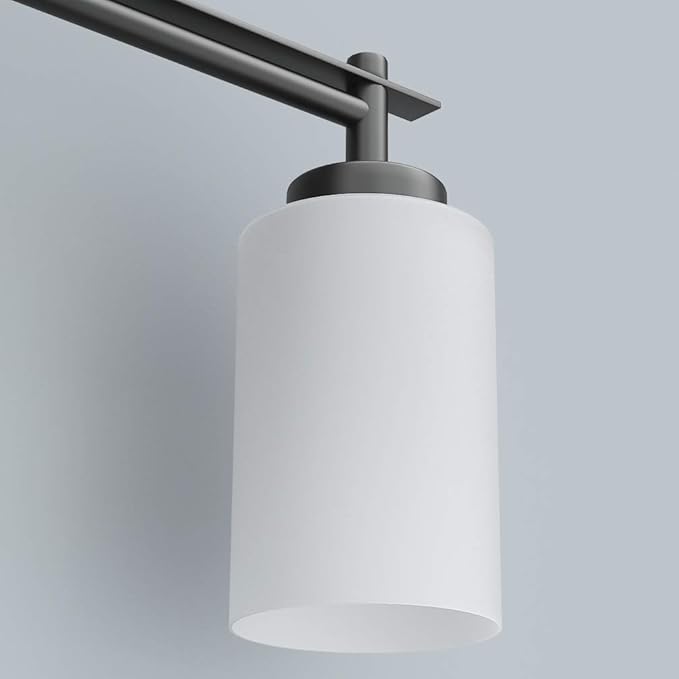 Aipsun Vintage Bathroom Vanity Light Black Bathroom Light Fixtures 4 Lights Milky White Glass Shade Industrial Wall Light (Exclude Bulb)