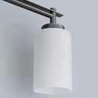 Aipsun Vintage Bathroom Vanity Light Black Bathroom Light Fixtures 4 Lights Milky White Glass Shade Industrial Wall Light (Exclude Bulb)