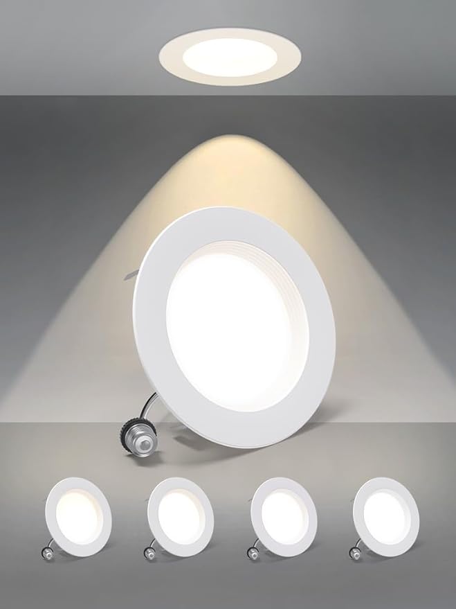 Gefolly 5CCT Recessed Lighting 4 Inch, 9W 630LM, Retrofit Led Can Lights for Ceiling, Selectable 2700K/3000K/4000K/5000K/6000K, Dimmable Led Recessed Light, 4 Pack