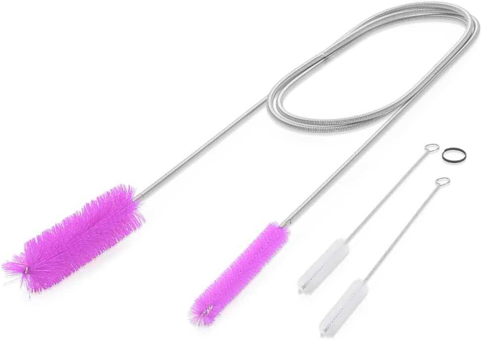 Flexible Drain Cleaning Brush (72" Long) for Drains, Bottles, Bathroom Sink, Bathtub, Shower, and Kitchen Sink, Heavy-Duty Double Ended Nylon with Elastic Hose, Bathroom Cleaning Supplies, Purple