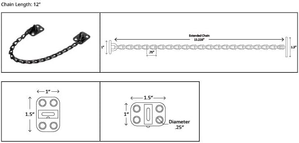 MEGA HANDLES Transom Door Chain 12-Inch, Door Chain Stopper for Transom Windows, Cabinet Door Restraint, Chain Lid Support, Durable Transom Window Hardware for Enhanced Safety - Polished Chrome