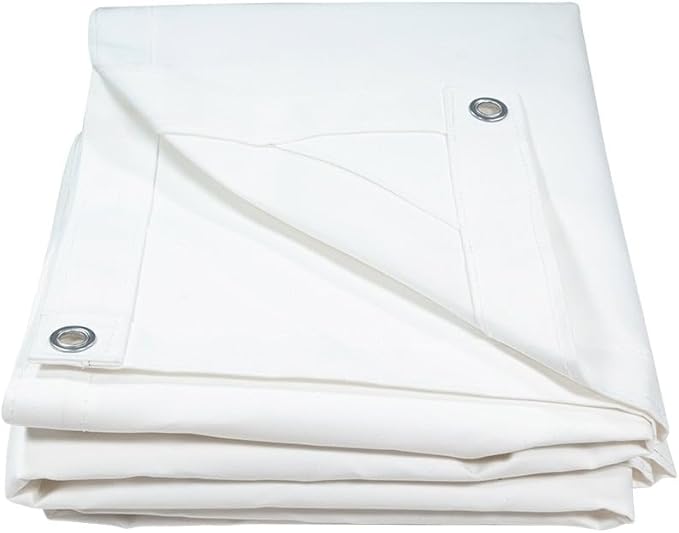 Mytee Products 12' x 16' White Canvas Tarp 12oz - Water Resistant & Breathable - Heavy Duty Tarps - Multipurpose Tarpaulin Cover for Camping Tent
