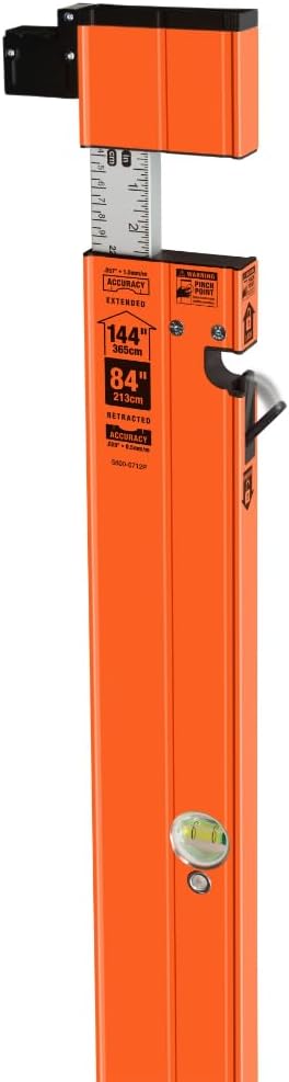 Johnson Level & Tool 5800-0712P 7FT - 12FT Exendable Plate Level, Triple-Secured Mounting System