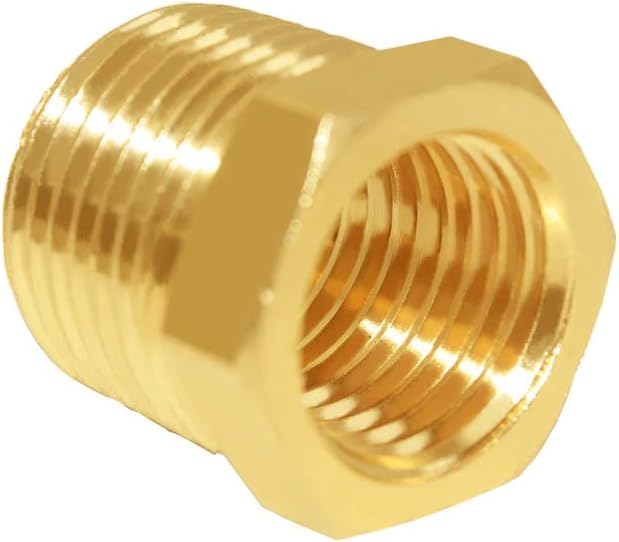 Hooshing 6PCS Brass Reducing Hex Bushing 3/8" NPT Male x 1/4" NPT Female Thread Reducer Pipe Fitting Adapter