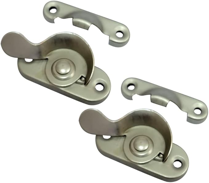 QCAA Steel Window Sash Lock, CTC 2", Satin Nickel, 2 Pack, Made in Taiwan