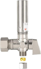 EFIELD 1/4 Turn Stop Angle Valve, 1/2" Nominal (5/8" OD) Compression x 3/8" OD With Stainless Steel Water Hammer Arrestor Chrome Plated Brass,(ARSTRVLV001)