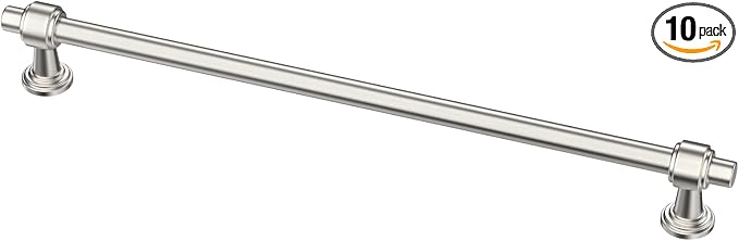 Alzassbg 10 Pack Brushed Satin Nickel Cabinet Pulls, 10 Inch(254mm) Hole Centers Cabinet Handles Kitchen Hardware Straight Bar for Cabinets and Drawer AL3505SN