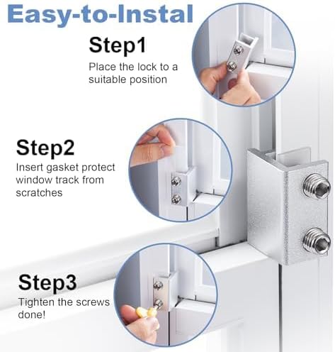 Sliding,Window Locks for Horizontal Sliding Windows,Window Security Lock with Key,Adjustable Aluminum Easv to Install Window Stopper,Window Locks for Up and Down Windows (12 Sets Silver)