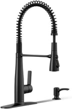 KOHLER K-REC22745-SD-BL Semi-Professional Kitchen Faucet with Soap Dispenser/Lotion Dispenser, Commercial Kitchen Sink Faucet with Pull-Down Sprayhead, Matte Black