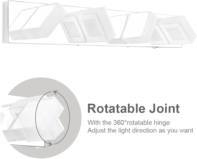 Ralbay Modern Led Bathroom Vanity Lights 5 Color Temperature 4 Lights Dimmable Acrylic Modern LED Chrome Bathroom Vanity Lighting Fixtures