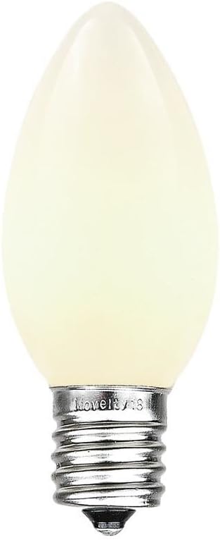 Novelty Lights 25 Pack C9 Ceramic Outdoor Christmas Replacement Bulbs, White, E17/C9 Intermediate Base, 7 Watt