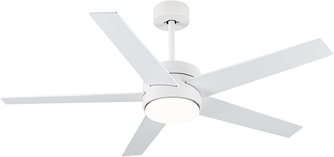 52 Inch Modern Ceiling Fan Light with Remote Control, Reversible DC Motor, Stepless Dimmable, Noiseless Modern Ceiling Fan for Indoor Use, White
