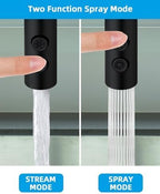Hibbent Pull Out Sink Sprayer, 2 Function Kitchen Faucet Head, Bathroom Pull Down Spray Head with G1/2 or 13/16 Inch Male Connector, Matte Black