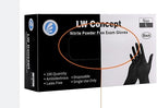 LW Concept - Black Nitrile Gloves - Latex & Powder-Free, Disposable, Strong, Food Handling