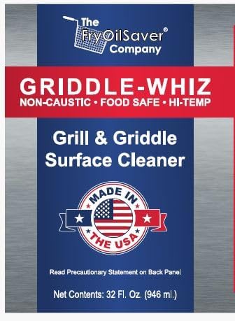 Griddle-Whiz Grill & Griddle Cleaner | Removes Grease, Food Residue, Burnt On Organics | Non-Toxic High Heat Flat Top Grill Cleaner & Food Contact Surface | Non-Caustic Formula by FryOilSaver (32oz)