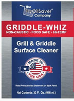 Griddle-Whiz Grill & Griddle Cleaner (4-Pack) | Removes Grease, Food Residue, Burnt On Organics | High Heat Flat Top Grill Cleaner, Food Contact Surface | Non-Caustic Formula by FryOilSaver (32oz)