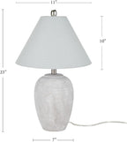 Nourison Home 23" Grey Vintage Distressed Ceramic Pot Table Lamp for Bedroom, Living Room, End Table, with Grey Conical Empire Shade