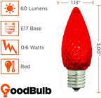 GoodBulb 0.6-Watt C9 Red Diamond Faceted Holiday Light Bulbs Intermediate E17 Base 60 Lumens Christmas Lights Bulbs Ideal for Holiday Decorations Pack of 25 Bulbs
