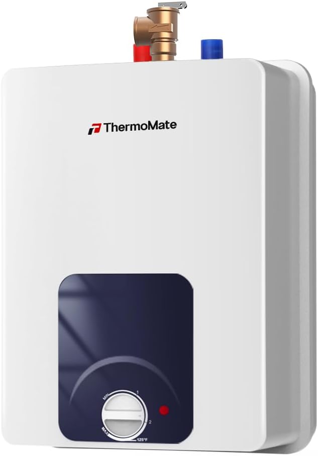 ThermoMate Mini Tank Water Heater Electric UL Listed, ES400B 4 Gallon Point of Use Under Sink Water Heater, 120V Corded Wall or Floor Mounted