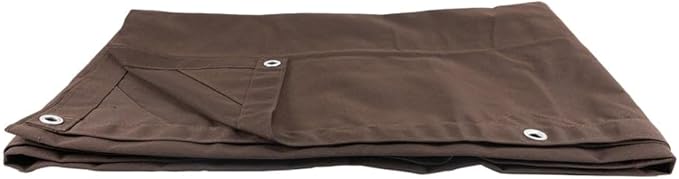 Mytee Products 8' x 12' Dark Brown 12oz Canvas Tarp with Grommets - Water Resistant - Heavy Duty Canvas Tarps - Multipurpose Tarpaulin Cover for Canopy Tent, Roof, Camping, Semi Trucks & Cargo