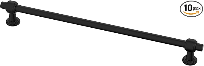 Alzassbg 10 Pack Matt Black Cabinet Pulls, 10 Inch(254mm) Hole Centers Cabinet Handles Kitchen Hardware Straight Bar for Cabinets and Drawer AL3505MB