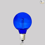 5 Pack G40 Blue Led Replacement Bulbs,E12/C7 Candelabra Base,1 Watt Shatterproof Colored Bulbs for Christmas Halloween Outdoor Indoor Decor (Blue)