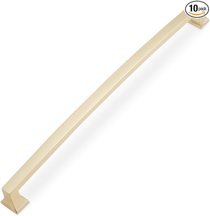 COTYKILEY 10 Pack 10 Inch(254mm) Brushed Brass Cabinet Handles Gold Kitchen Cabinet Pulls Cabinet Door Handles Kitchen Cabinet Hardware