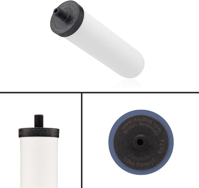 British Berkefeld Doulton 8674 Ultra Sterasyl Ceramic Filter Candle for Countertop Gravity Water Filter System Short Mount 7" - 4 Pack